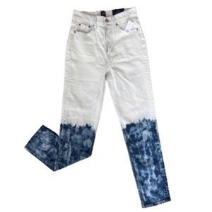 NWT GAP CHEEKY STRAIGHT TIE DYE OMBRE HIGH RISE BUTTON FLY JEAN SIZE 00